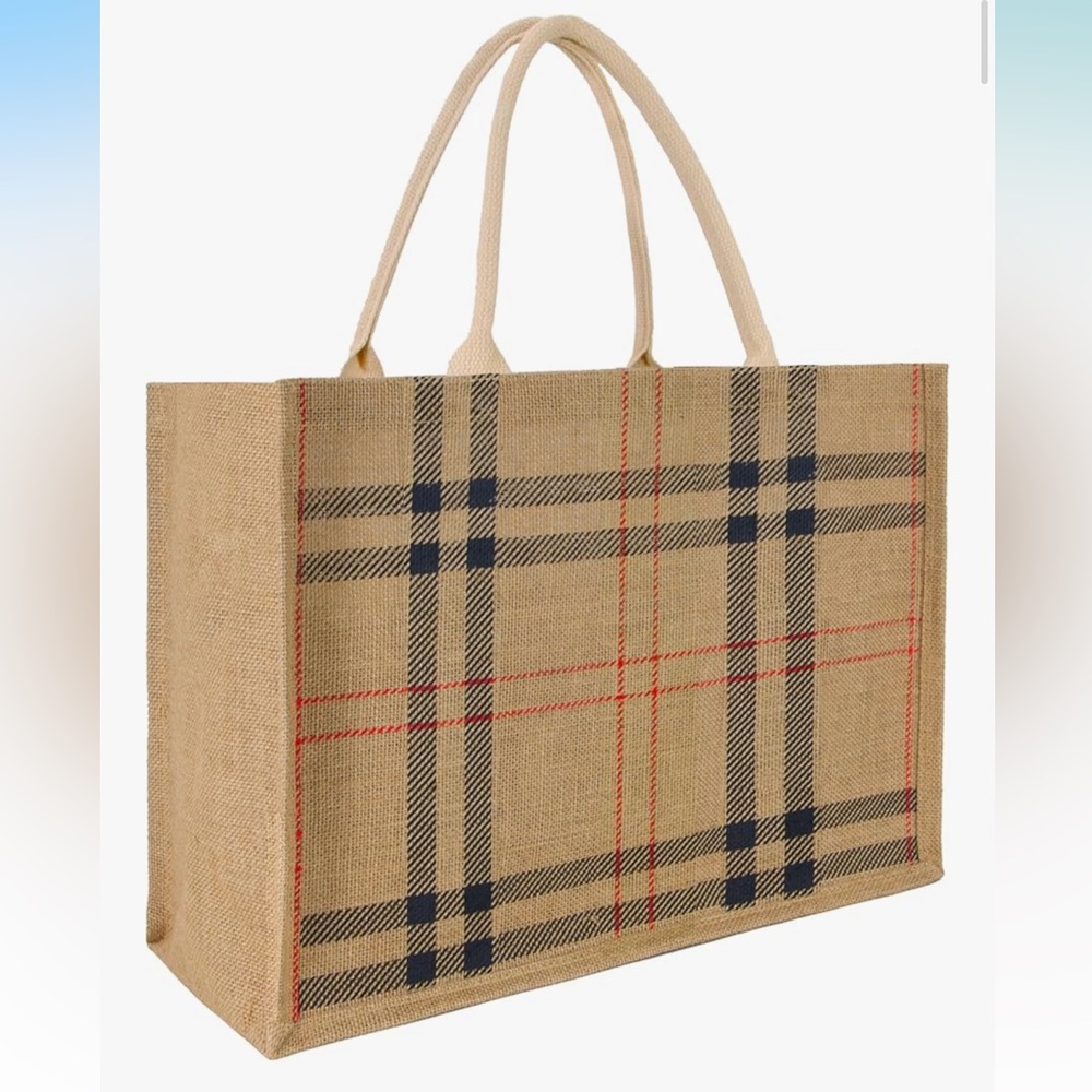 Oversized Classic Tan Tote / Beach Bag in Classic Nova Check